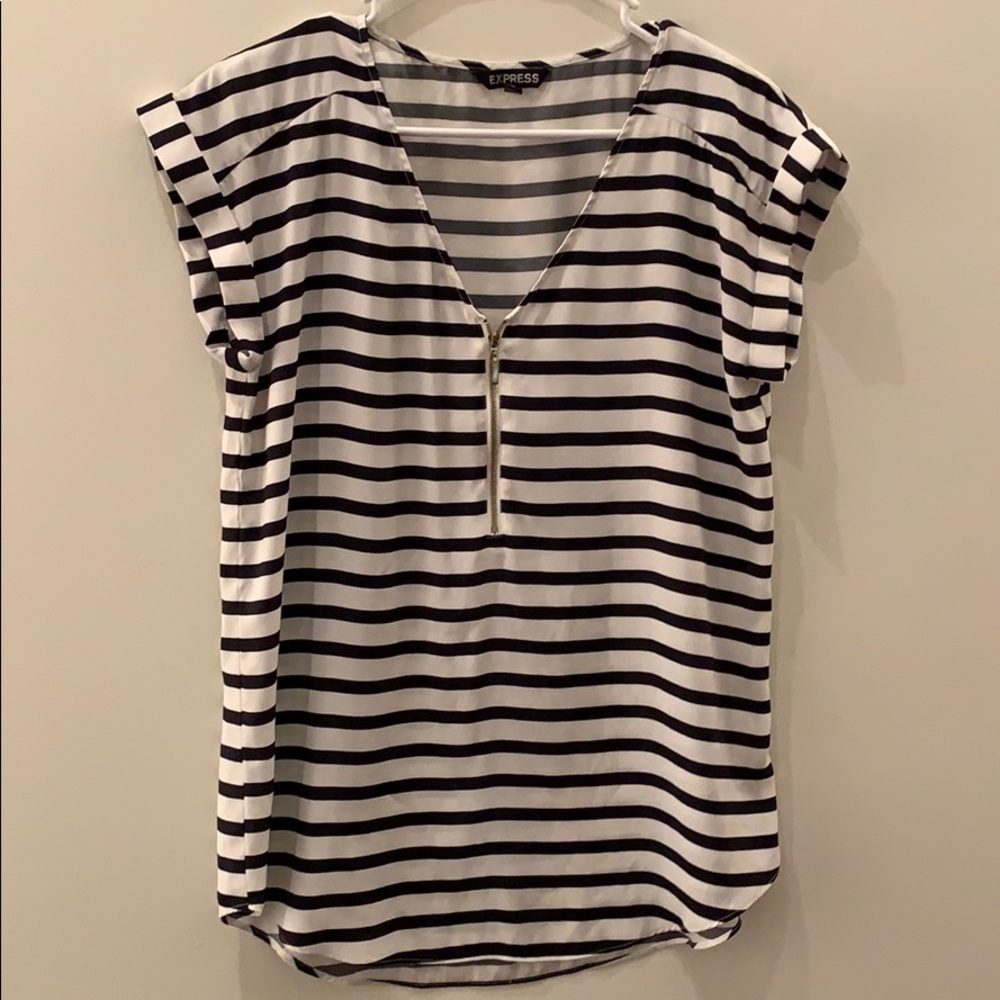 Striped navy and white blouse